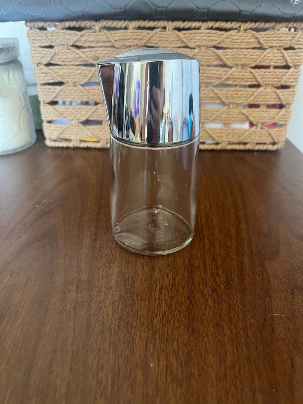 Glass Sugar Dispenser With Chrome Pour Lid #vintage #kitschy